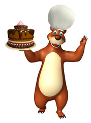 cute Bear cartoon character with cake