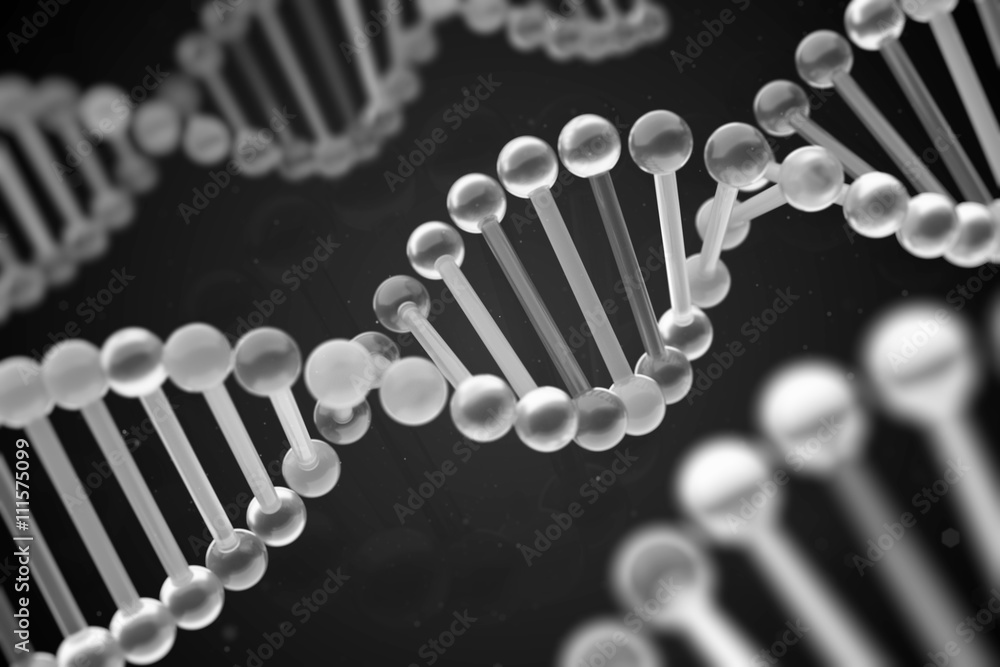 Poster glass dna structure 3d rendering