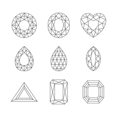Diamonds and Ruby Vector Line Icons