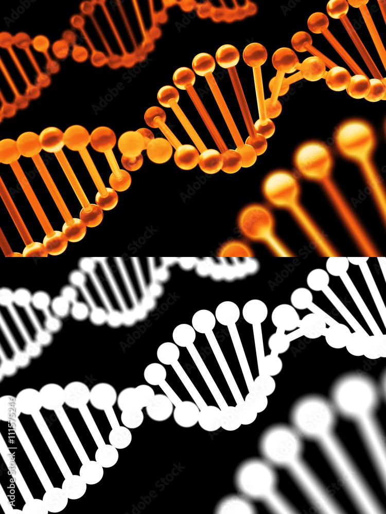 Poster glass dna structure 3d rendering