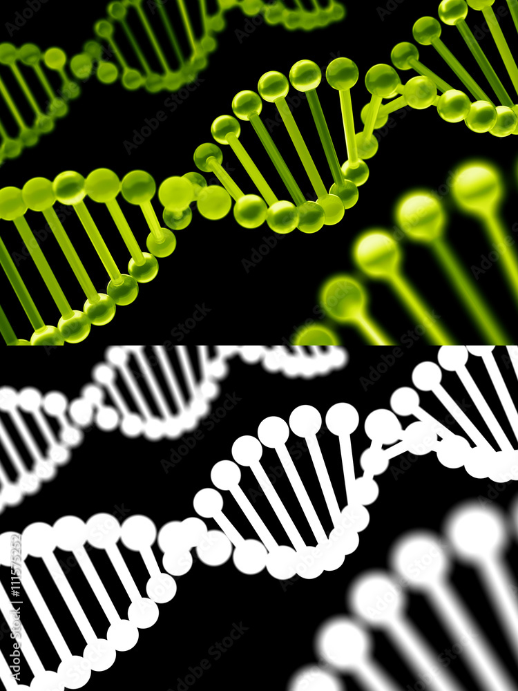 Poster glass dna structure 3d rendering