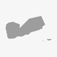 Yemen map in gray on a white background