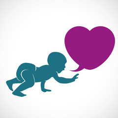silhouette bébé et bulle de dialogue
