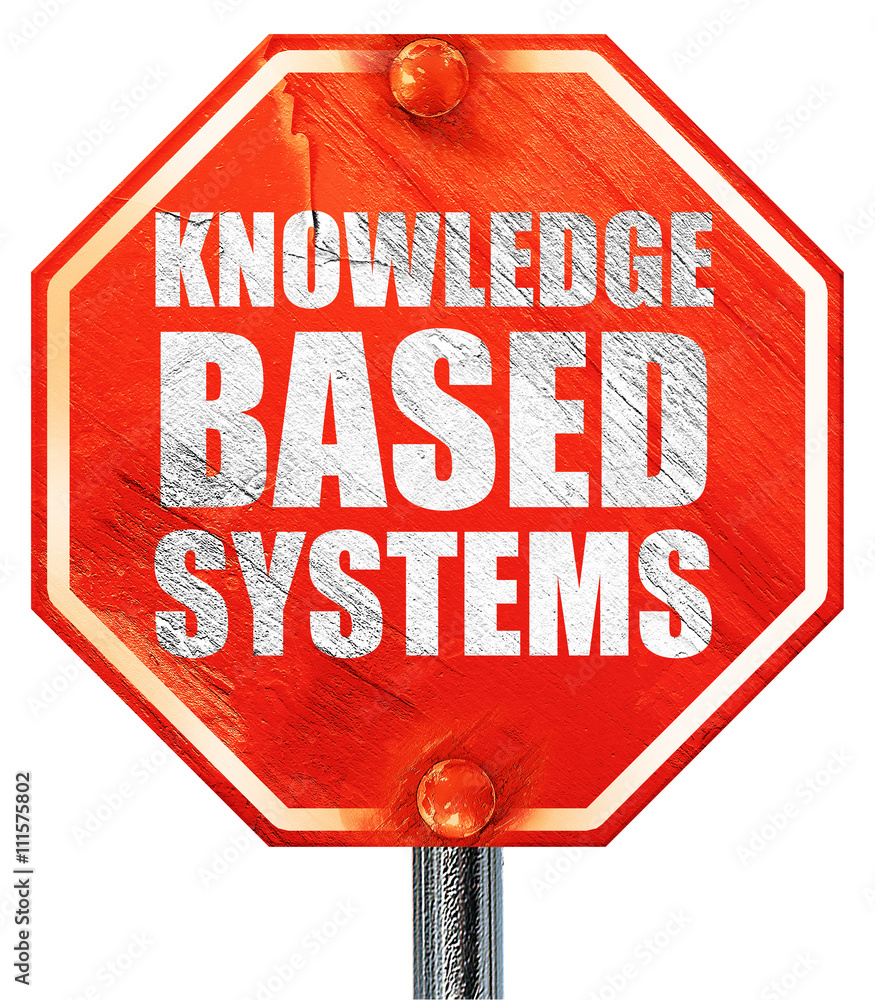 Poster knowledge based systems, 3d rendering, a red stop sign