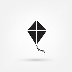 vector illustration of graphic kite. Isolated black icon on white background