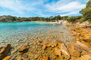 yellow rocks in a small beach