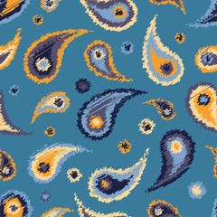 Ethnic boho seamless pattern with Paisley. Print. Repeating background. Cloth design, wallpaper.