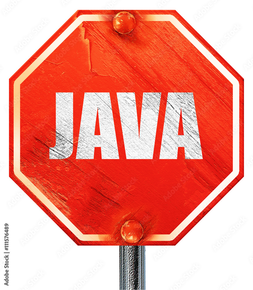 Poster java, 3d rendering, a red stop sign