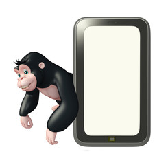 cute Gorilla cartoon character with mobile