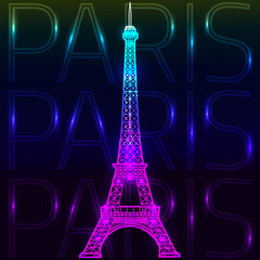 Fototapeta na wymiar Eiffel Tower on a shining background. Vector