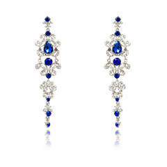 Pair of sapphire earrings isolated on white
