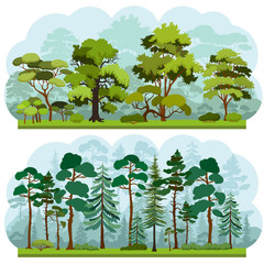 Set of two types of forest landscapes