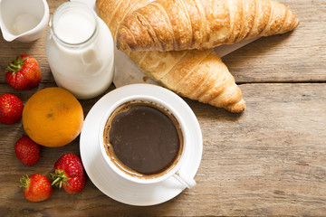 Breakfast on wooden table