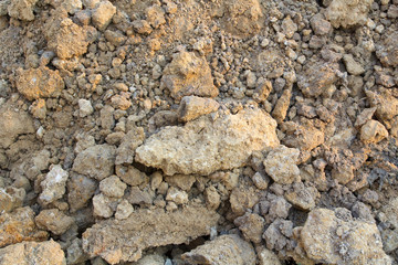 Soil textured surface background under sunlight.