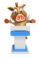 fun Boar cartoon character with speech table