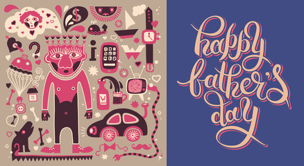 happy father's day handwritten inscription design greeting card