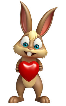 fun Bunny cartoon character with heart