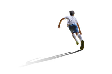 Obraz premium Boy with soccer ball, Footballer on the white background. isolated