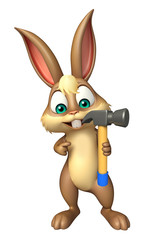 cute Bunny cartoon character with hammer
