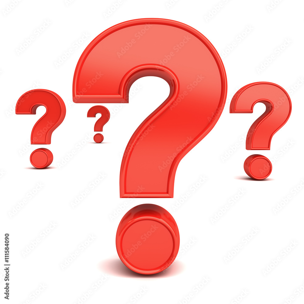 Leinwandbilder red question marks isolated over white background with reflection and shadow