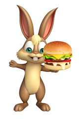 cute Bunny cartoon character with burger