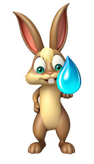 cute Bunny cartoon character with water drop