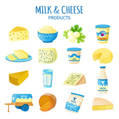 Milk And Cheese Icons Set