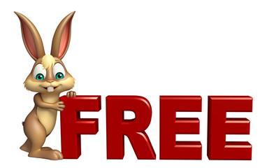 fun Bunny cartoon character with free sign