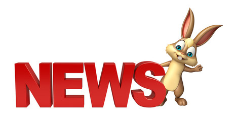 fun Bunny cartoon character with news sign