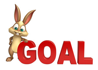 cute Bunny cartoon character with goal sign