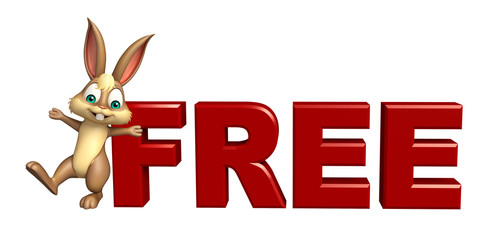 fun Bunny cartoon character with free sign