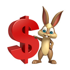 cute Bunny cartoon character with doller sign