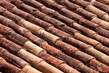 Old clay roof tile background