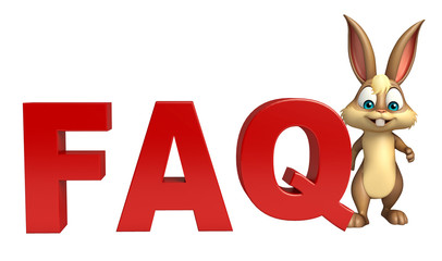 cute Bunny cartoon character with FAQ sign