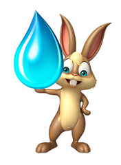 cute Bunny cartoon character with water drop