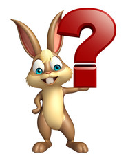 Bunny cartoon character with question mark sign