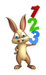 Bunny cartoon character with 123 sign