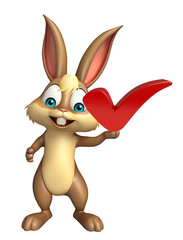 cute Bunny cartoon character with right sign