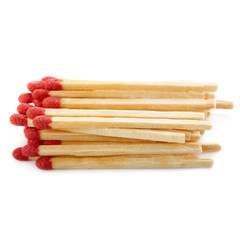 Pile of Wooden matches isolated over the white background