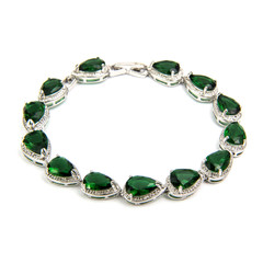 Fashion emerald bracelet isolated on white

