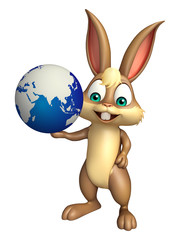 Bunny cartoon character  with earth
