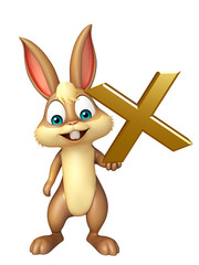 Bunny cartoon character with wrong sign