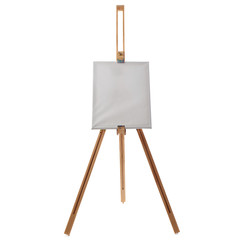 Wooden easel over isolated white background