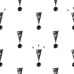 Exclamation mark seamless pattern. Hand draw illustration.