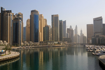 Fototapeta na wymiar view on Marina district in Dubai at morning