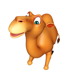 cute Camel cartoon character with seating on ground
