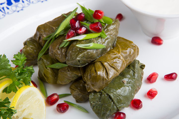 Dolma served with leek