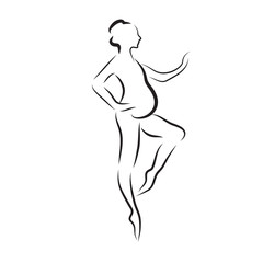 pregnant woman silhouette, sketch,  isolated vector symbol