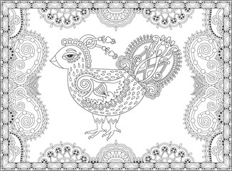 line art cock drawing for coloring book page joy to older childr