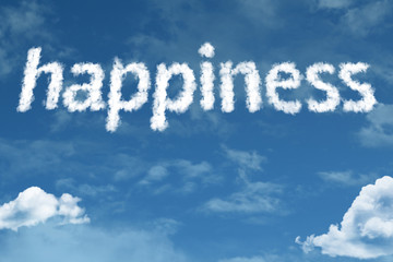 Fototapeta premium Happiness cloud word with a blue sky